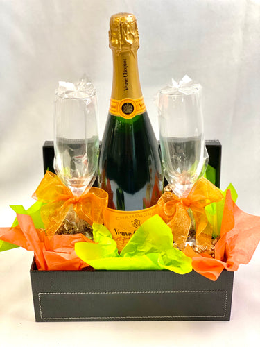 Cheers with Veuve Clicqout